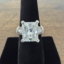 VTG 925 Sterling Silver Ring Radiant Cut CZ Baguette Accents Sz 6 Art Deco