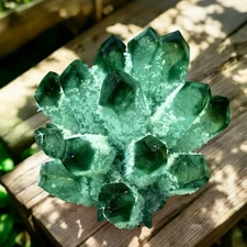 300g+ Raw Green Ghost Crystal Cluster Rough Geode Reiki Quartz Home Decor Gift