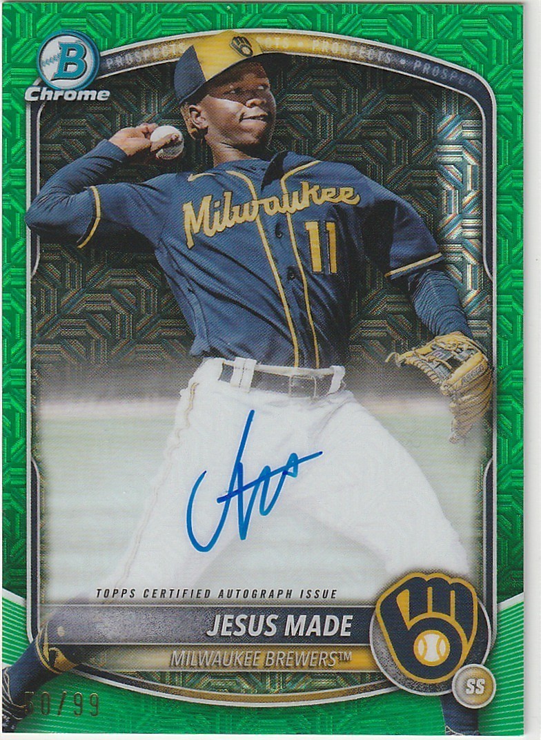 2025 Bowman Chrome - Green Mojo #/99 Auto - Jesus Made #BMA-JM