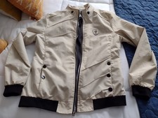 Women's Vintage Playboy Bomber Jacket Fashion emblem tan black indie size L