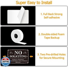 No Soliciting Sign for Front Door, 2 Pack Self-adhesive No Soliciting Sign ...