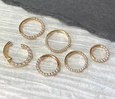 1pc Hinged Segment Ring CNC Set CZ Gem Front Septum Hoop Helix Daith