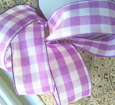 Light Purple White Buffalo Plaid 2.5" X 5 yd Wired Ribbon Country Spring Easter