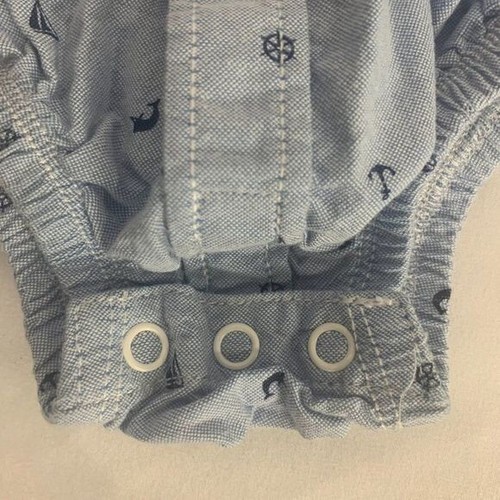Carters Blue Nautical Print Baby Bodysuit With Collar & Buttons Size 3M - Picture 3 of 5