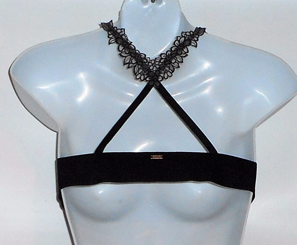 Mameluco cruzado rosa Victoria's Secret y bralette de encaje margarita negro puro L nuevo con etiquetas Foto 4 de 4