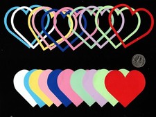 Heart Die Cuts, Mixed Colors, Wedding Colors, Any Colors, 3" x 3-1/8" - 20 pcs.