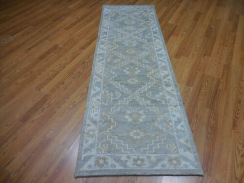 Colorful Turkish Oushak hand knotted wool Transitional Design 2.6x8 Rug Runner