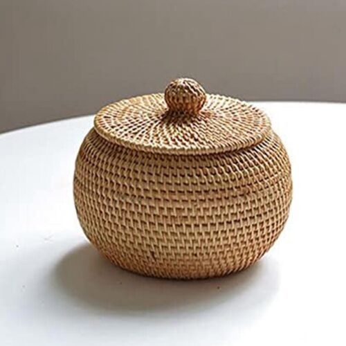 Rattan Round Box with Lid, Handwoven Storage Box, P9471 - Picture 1 of 5