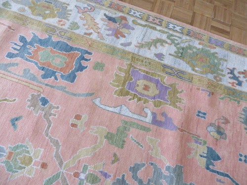 8 x 10 Hand Knotted Pink Colorful Oushak Oriental Rug G15088 - Picture 9 of 12