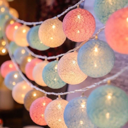 1.5m/3m USB Balls String 10/20 LEDS Cotton Balls String Lights Wedding - Picture 13 of 14
