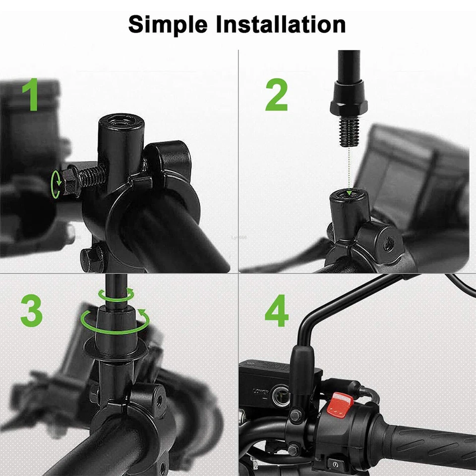 Espelho retrovisor de motocicleta 8mm retângulo + adaptador para Yamaha Kodiak 400 450 700 - Imagem 2 de 4