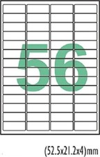 50 x Blank 56 Self adhesive Shipping labels sheets A4 52.5 x21.2 mm 4 across