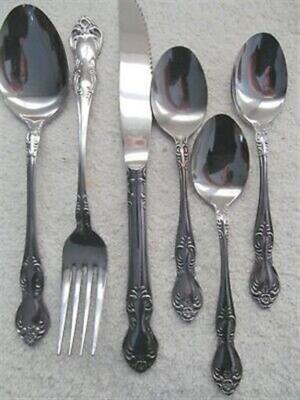 Easterling Valhalla Stainless flatware 6pcs 1 knfe 1 dinner frk 1 TBL 3 teaspoon