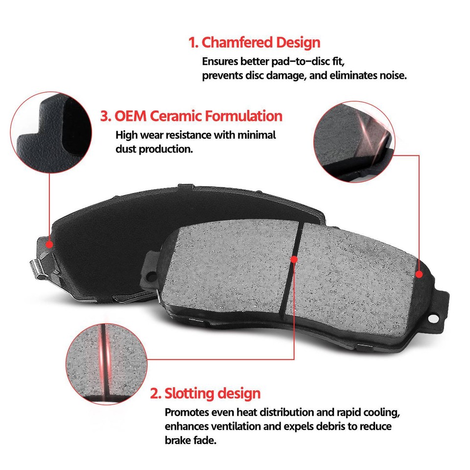 2007 Jeep Grand Cherokee Detroit Axle Front & Rear Drilled & Slotted Brake Rotors & Ceramic Pads Kit For 2005-2010 Jeep Grand Cherokee/Commander Front Rear Brake Rotor Kit Detroit Axle - Foto 6