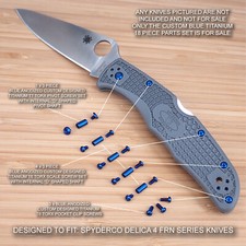 18 Piece Full Blue Titanium Screw + Pivot Set fits Spyderco DELICA 4 (no knife)
