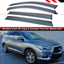 FOR 2013-2020 INFINITI QX60 JX35 CHROME TRIM WINDOW VISOR RAIN GUARD DEFLECTOR