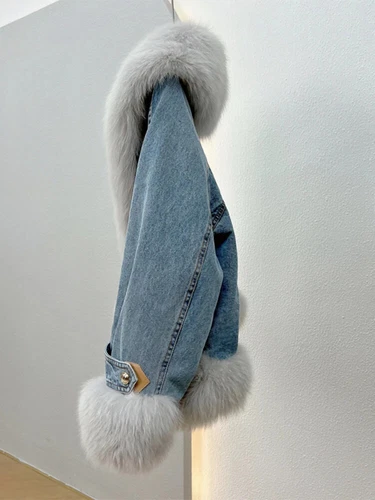 Winter Streetwear Real Fur Collar Coat Women Elegant Outerwear Fashion Jacket - Picture 5 of 26