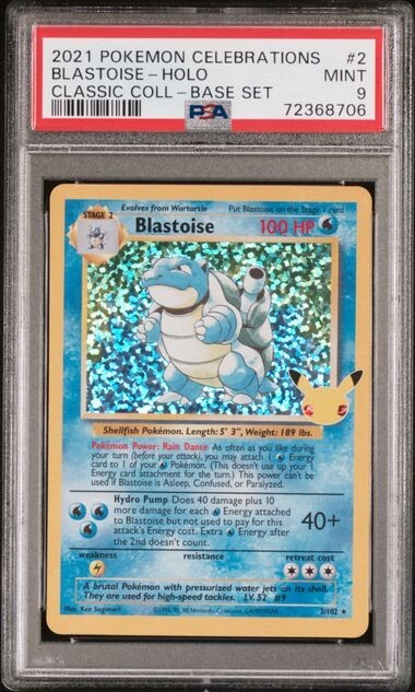 Blastoise Holo | PSA 9 MINT | 2021 Celebrations Classic Collection #2 | Pokemon