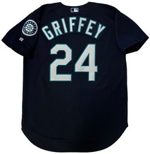KEN GRIFFEY JR. 1999 SEATTLE MARINERS AUTHENTIC RUSSELL NAVY JERSEY 44