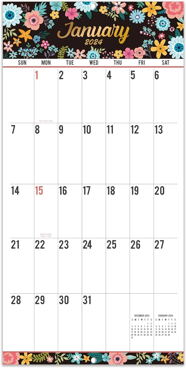 2024 Wall Calendar 18-Month Large Print Big Grid Thick Paper 12X24 | eBay