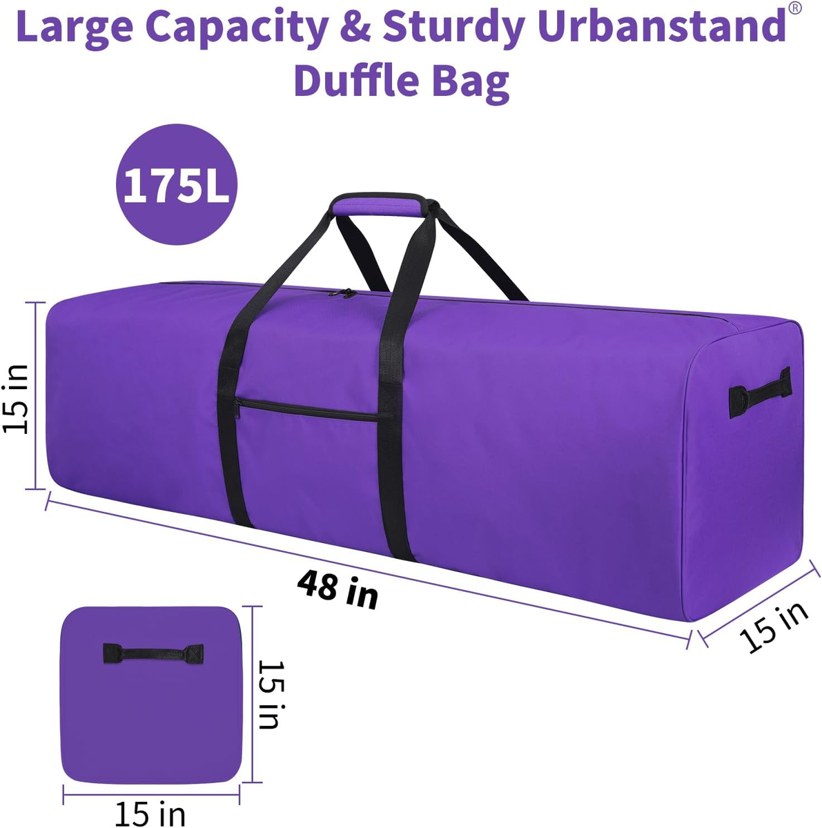 HaoHakka Extra Large Foldable Duffle Bag For Travel & Storage - Purple, 35L X 15.7W X 17H Inches