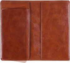 Leather Checkbook Cover: Built-In Divider, Pen Holder, RFID Blocking