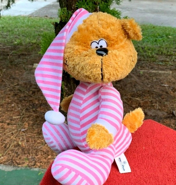 VERY RARE King Plush Teddy Bear In Pink Striped Pajamas Plush Stuffed