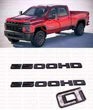 2PCS Matte Black Emblem Nameplate 2019-2022 New Silverado Sierra 2500HD 2500 HD