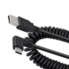 Coiled Usb C Charging Cable Retractable Usb 2.0 To 90 Degree Type C Right Angle