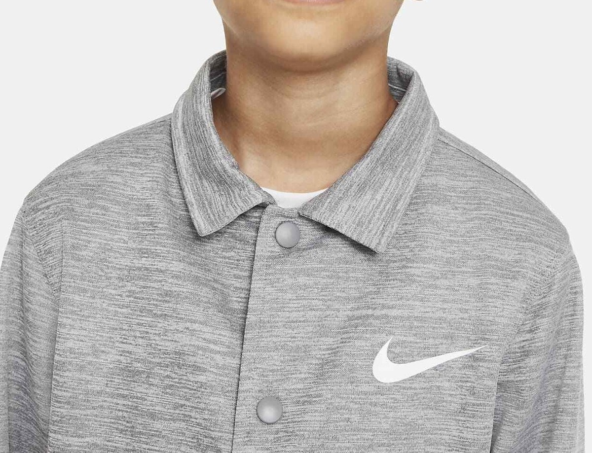 Nike (Kids) Boys' Grey Heather Therma-FIT Coaches Jacket (DD9848