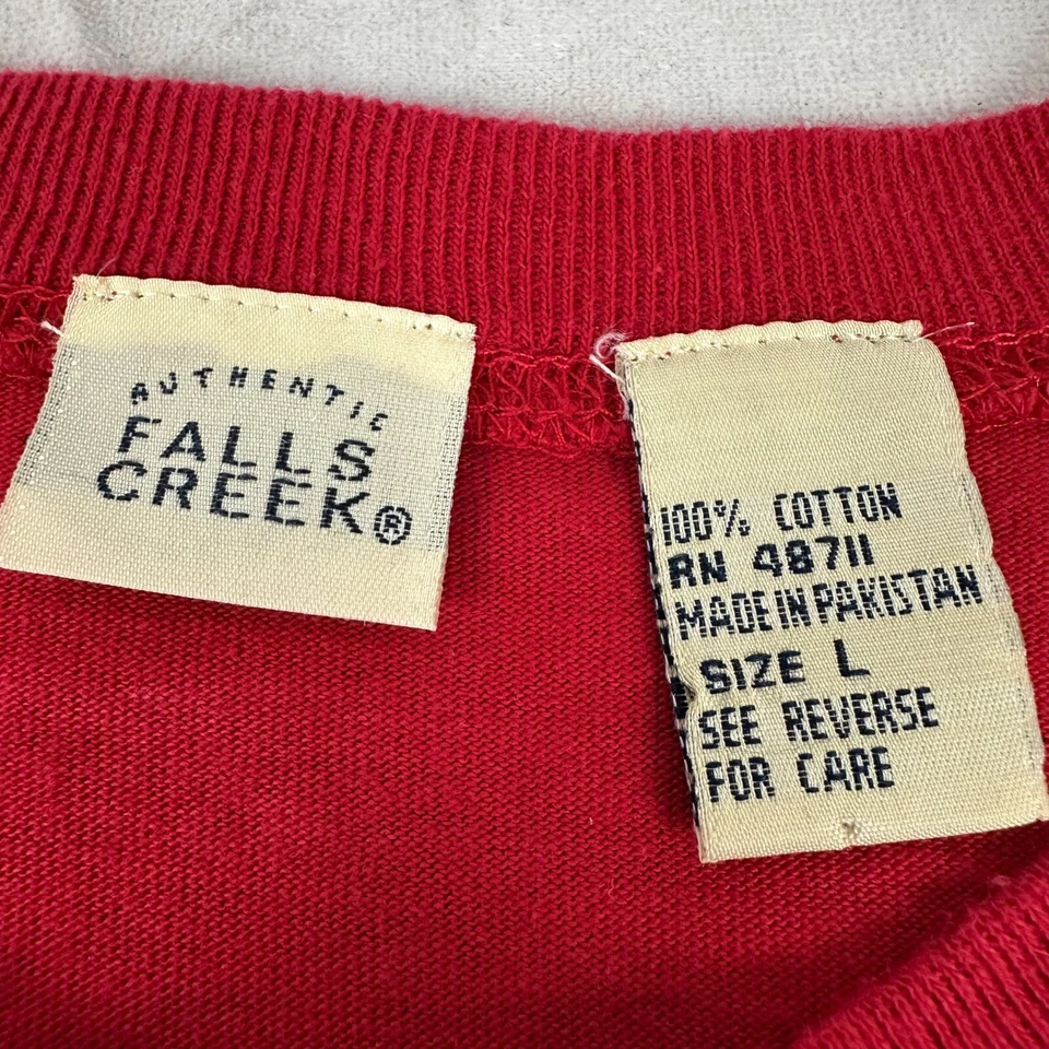 Camiseta Henley Roja Falls Creek Para Hombre Talla L 100% Algodón Hecha en Pakistán Foto 3 de 4