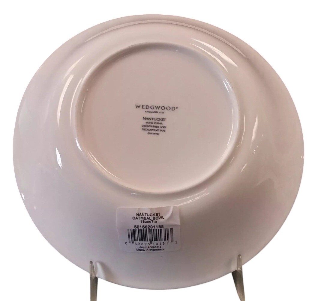  NANTUCKET ホワイトリブボウル 4個セット Amazon.com | Wedgwood Nantucket Basket Soup-Cereal-Bowls, 15