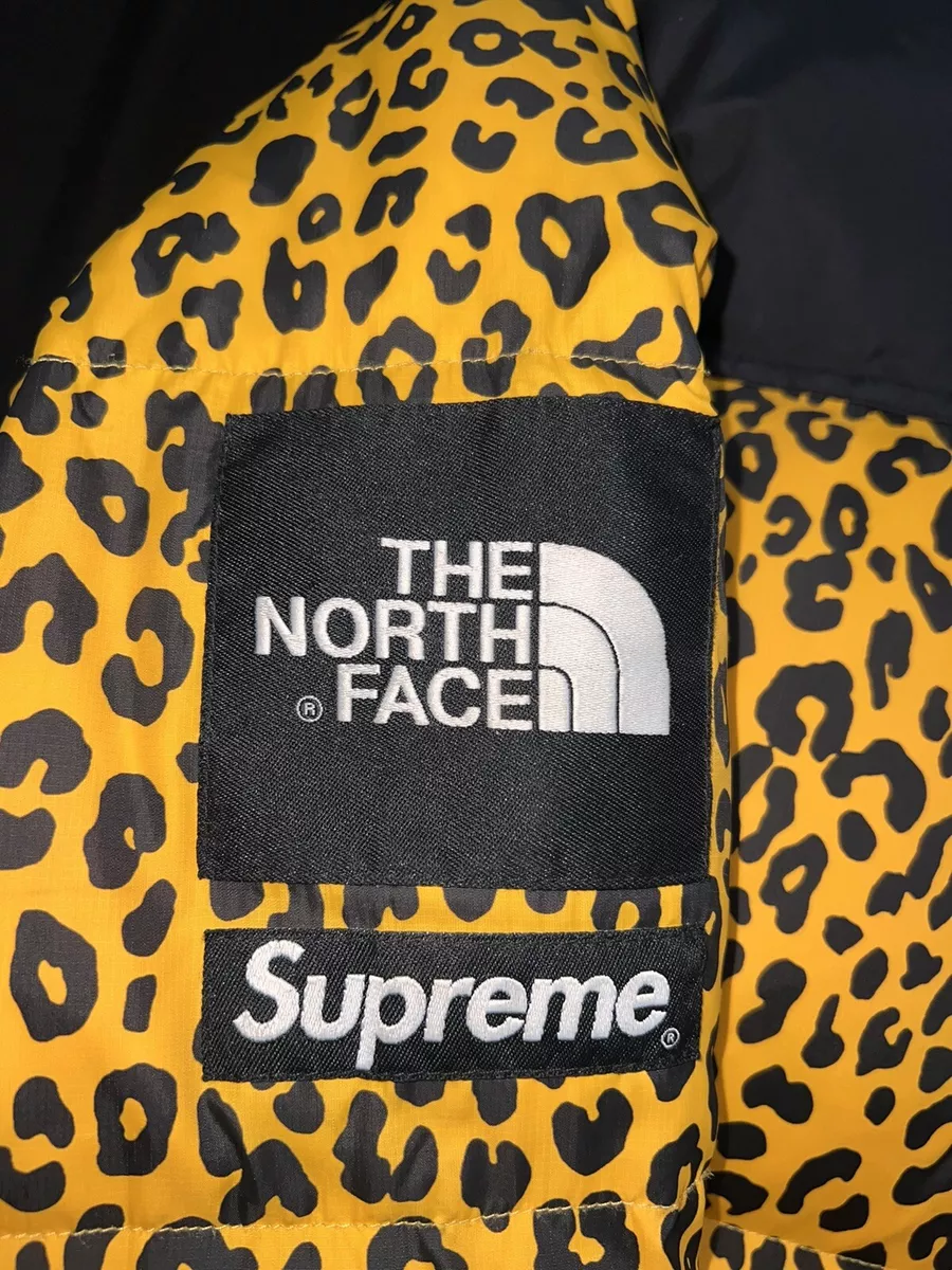 Supreme The North Face Nuptse Jacket Leopard box logoTaxi yellow *L*