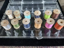 Lot Vintage 12 Belding Corticelli Thread Mercerized Cotton Spools & Dritz Case