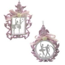New Kurt Adler Pink Glitter Ballet Frame Ballerina Christmas Ornament