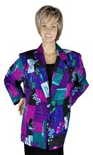 Vintage BFA Classics Womens Abstract Floral Jacket Pockets Blazer Jacket Size 1X
