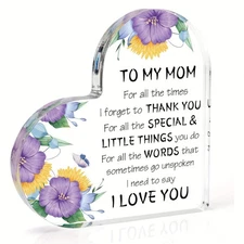 To My Mom Heart Acrylic Plaque Thank You for Little Things Gratitude Decor Gift
