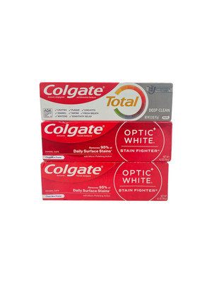 Colgate Toothpaste/Optic White x2-Total Deep Clean- Exp: Multiple/Damaged Boxes