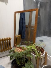 Heavy Antique Industrial Solid Flame Mahogany Shop Mirror (8-10kg, 77x52cm)