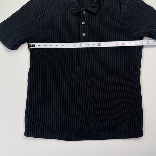 Abercrombie & Fitch Sweater Polo Mens Medium Camp Collar Ribbed Knit Black Shirt - Picture 7 of 7