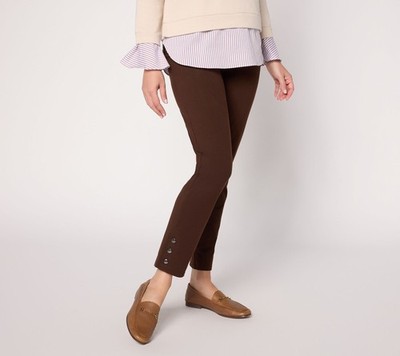 Susan Graver Weekend Regular Premium Stretch Aire Slim-Leg Ankle Pants Brown M N