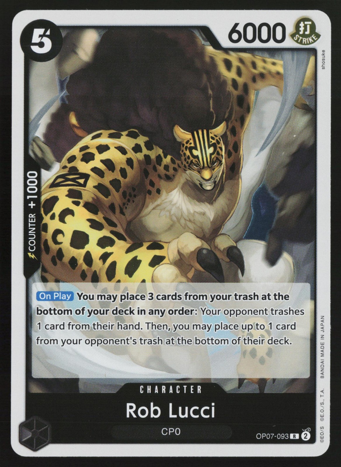 Rob Lucci (093) OP07-093 Rare 500 Years in the Future One Piece Near Mint