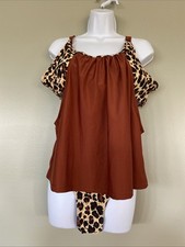 Women s Leopard Print Rust Tankini Swimsuit Set Size 1XL New No Tags