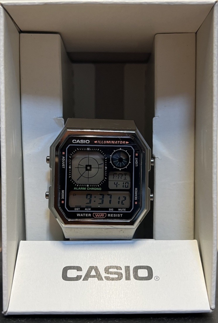 Casio Illuminator Digital Quartz Watch Silver Metal Alarm Ch