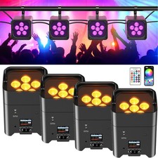 4PCS 6x18W Wireless Par Light Battery RGBWA UV 6 LED Uplight Remote Christmas