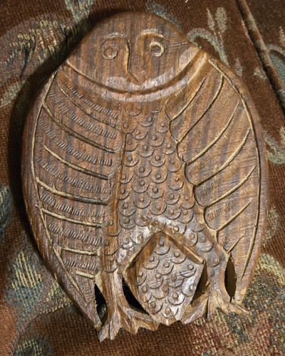 Handgeschnitzter Eulenuntersetzer aus Holz Made in India - Bild 1 von 2
