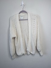 Abercrombie Fitch Ivory Open Knit Cardigan Sweater Size Small Boho Cozy