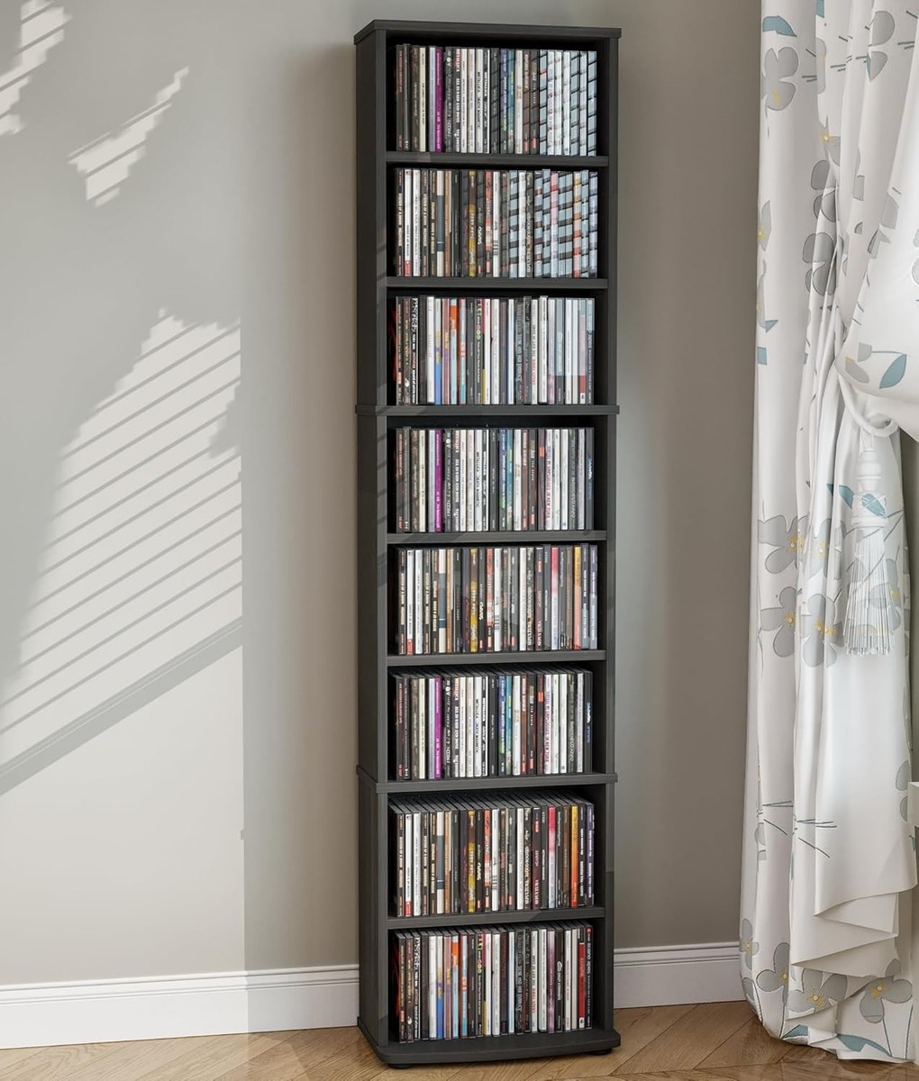 CD Storage Tower, 8-Tier CD Cabinet with Adjustable Shelves DVD