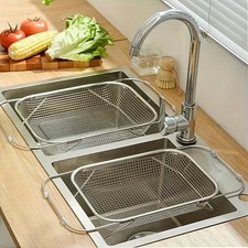 Expandable Stainless Steel Sink Colander Drain Basket Vegetable Strainer