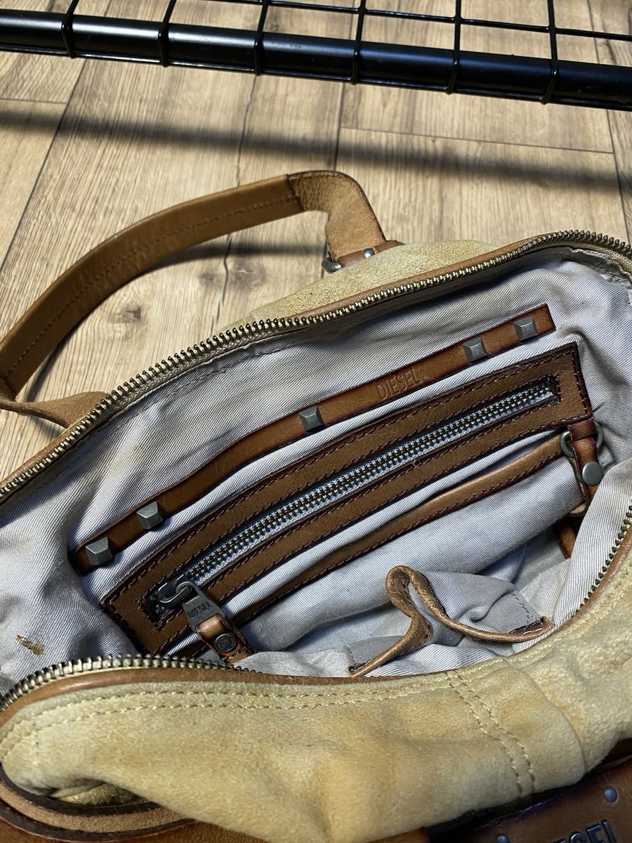 Vintage DIESEL Suede Leather Tote Bag Y2K Avant Garde Grunge